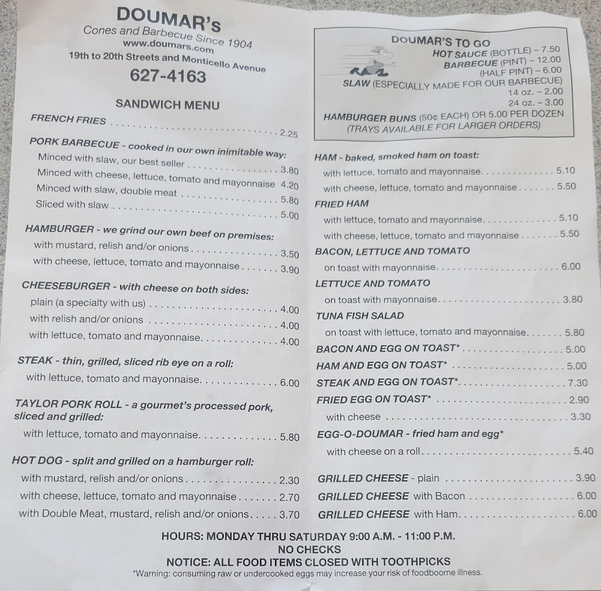 Doumar's Cones & Barbecue Menu - Image 2